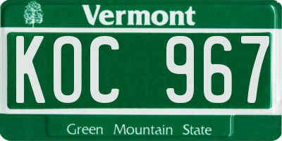 VT license plate KOC967