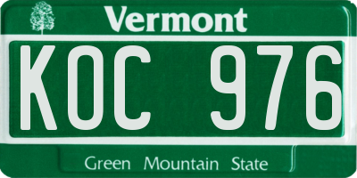 VT license plate KOC976