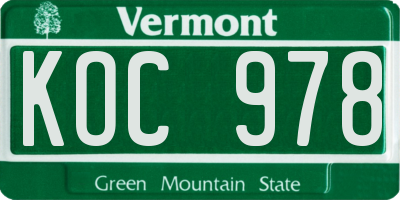 VT license plate KOC978
