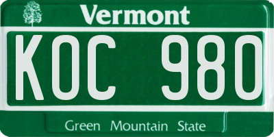 VT license plate KOC980