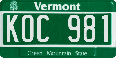 VT license plate KOC981