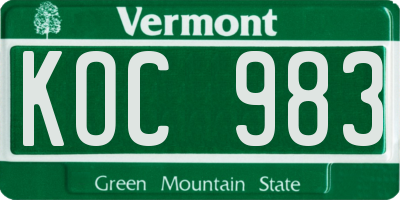 VT license plate KOC983