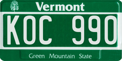 VT license plate KOC990