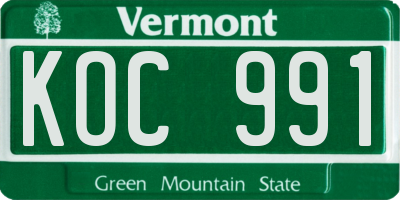 VT license plate KOC991