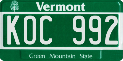 VT license plate KOC992