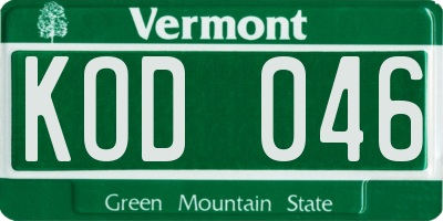 VT license plate KOD046