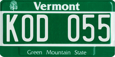 VT license plate KOD055
