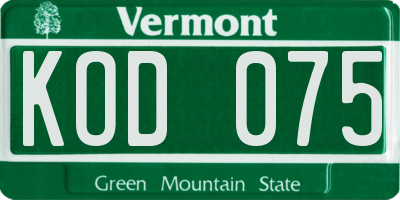 VT license plate KOD075