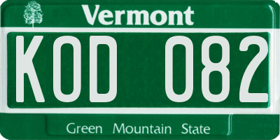 VT license plate KOD082