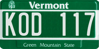 VT license plate KOD117