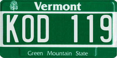 VT license plate KOD119