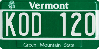 VT license plate KOD120