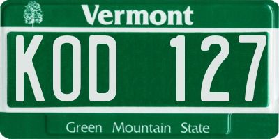 VT license plate KOD127