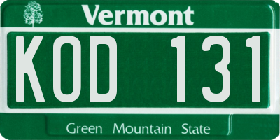 VT license plate KOD131
