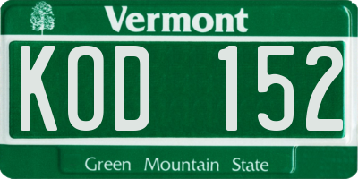 VT license plate KOD152