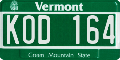 VT license plate KOD164