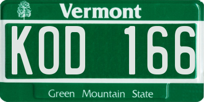VT license plate KOD166