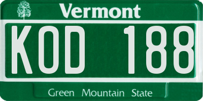 VT license plate KOD188