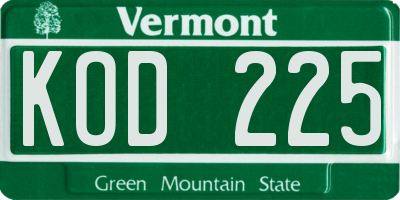 VT license plate KOD225