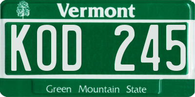 VT license plate KOD245