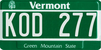 VT license plate KOD277