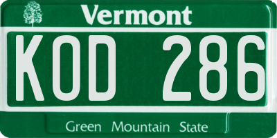 VT license plate KOD286