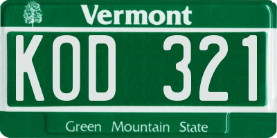 VT license plate KOD321