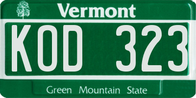 VT license plate KOD323