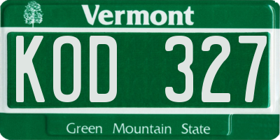 VT license plate KOD327