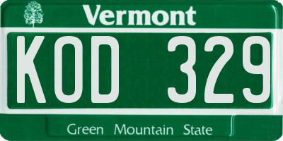 VT license plate KOD329