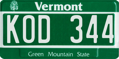 VT license plate KOD344