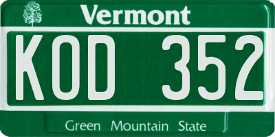 VT license plate KOD352