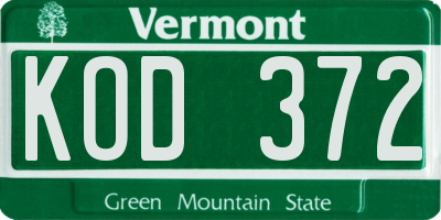 VT license plate KOD372
