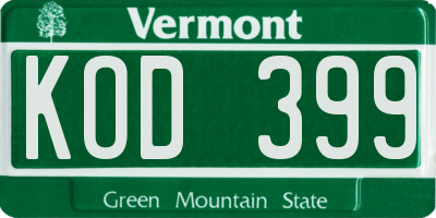 VT license plate KOD399