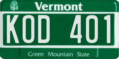VT license plate KOD401