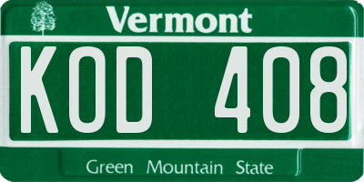 VT license plate KOD408