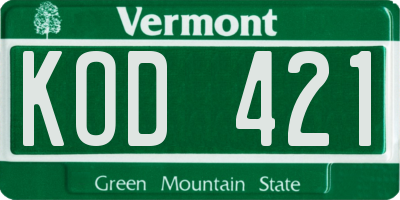 VT license plate KOD421