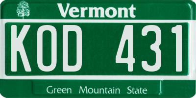 VT license plate KOD431