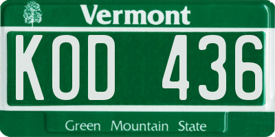 VT license plate KOD436