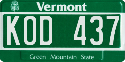 VT license plate KOD437