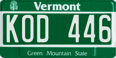 VT license plate KOD446