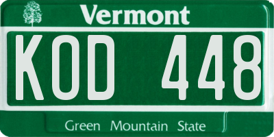 VT license plate KOD448