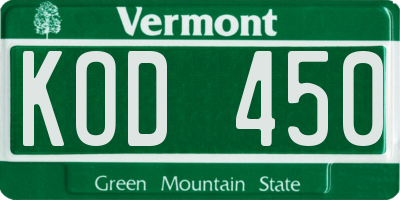 VT license plate KOD450