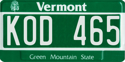 VT license plate KOD465