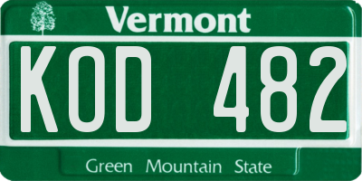 VT license plate KOD482