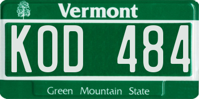 VT license plate KOD484