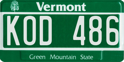 VT license plate KOD486