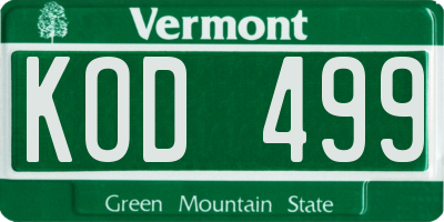VT license plate KOD499