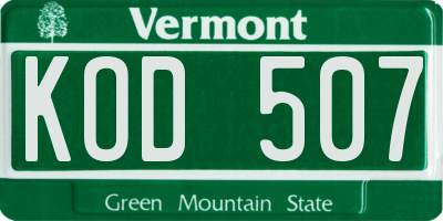 VT license plate KOD507