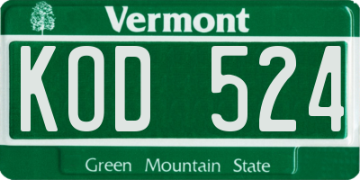 VT license plate KOD524